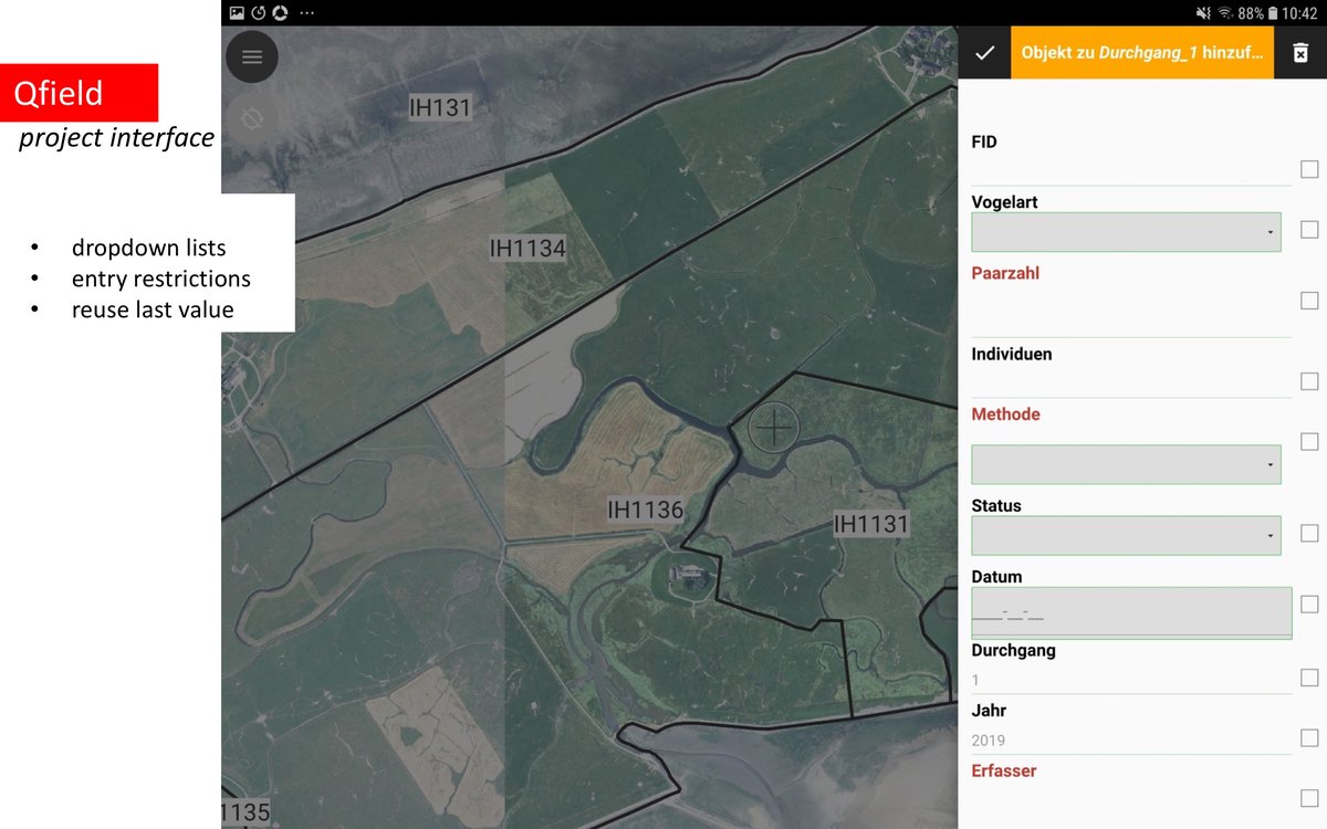 sketch of the QField interface